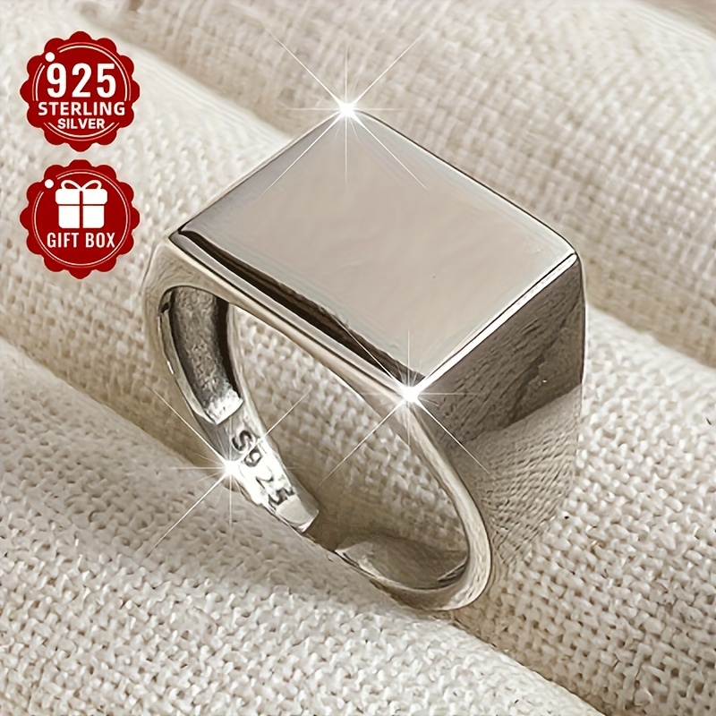 925 Silver Geometric Square Adjustable Hand Ring for Daily Wear